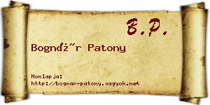 Bognár Patony névjegykártya